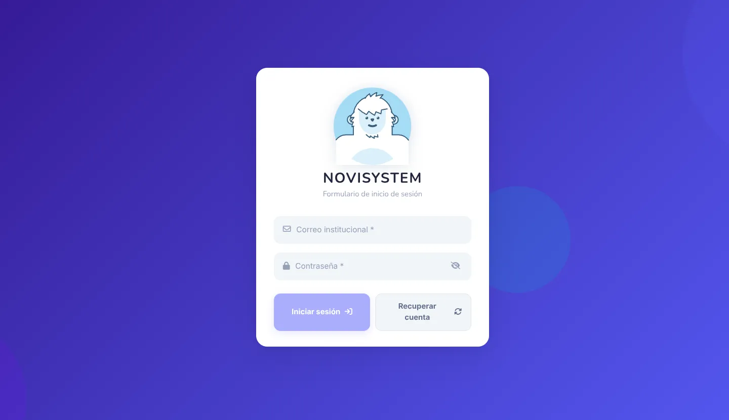 Pantalla de inicio de sesión